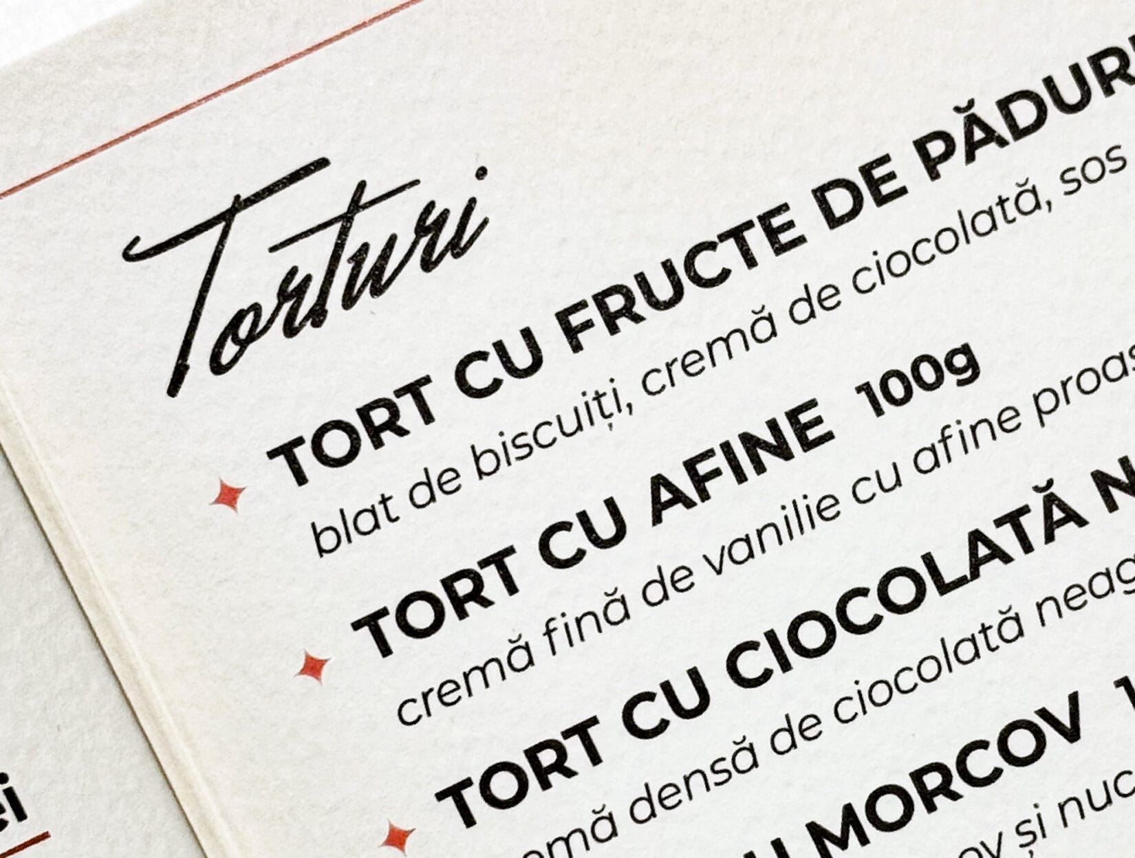 Tipografia din meniul Brasserie Bio Carpathia